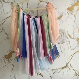 Multi color blouse with tassels